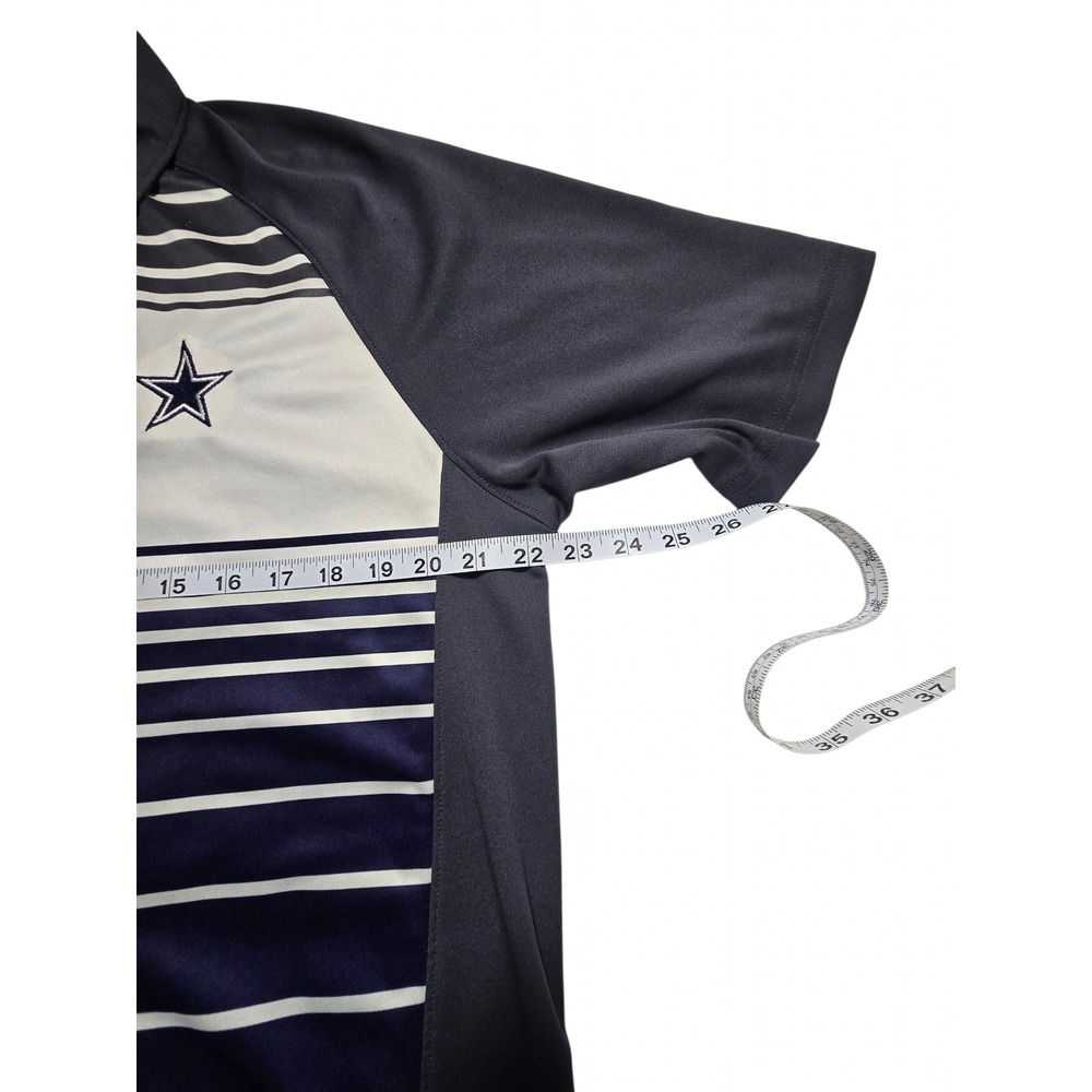 Sport-Tek Dallas Cowboys Mens Large Polo Shirt Navy Grey Striped Performance L - Picture 4 of 7